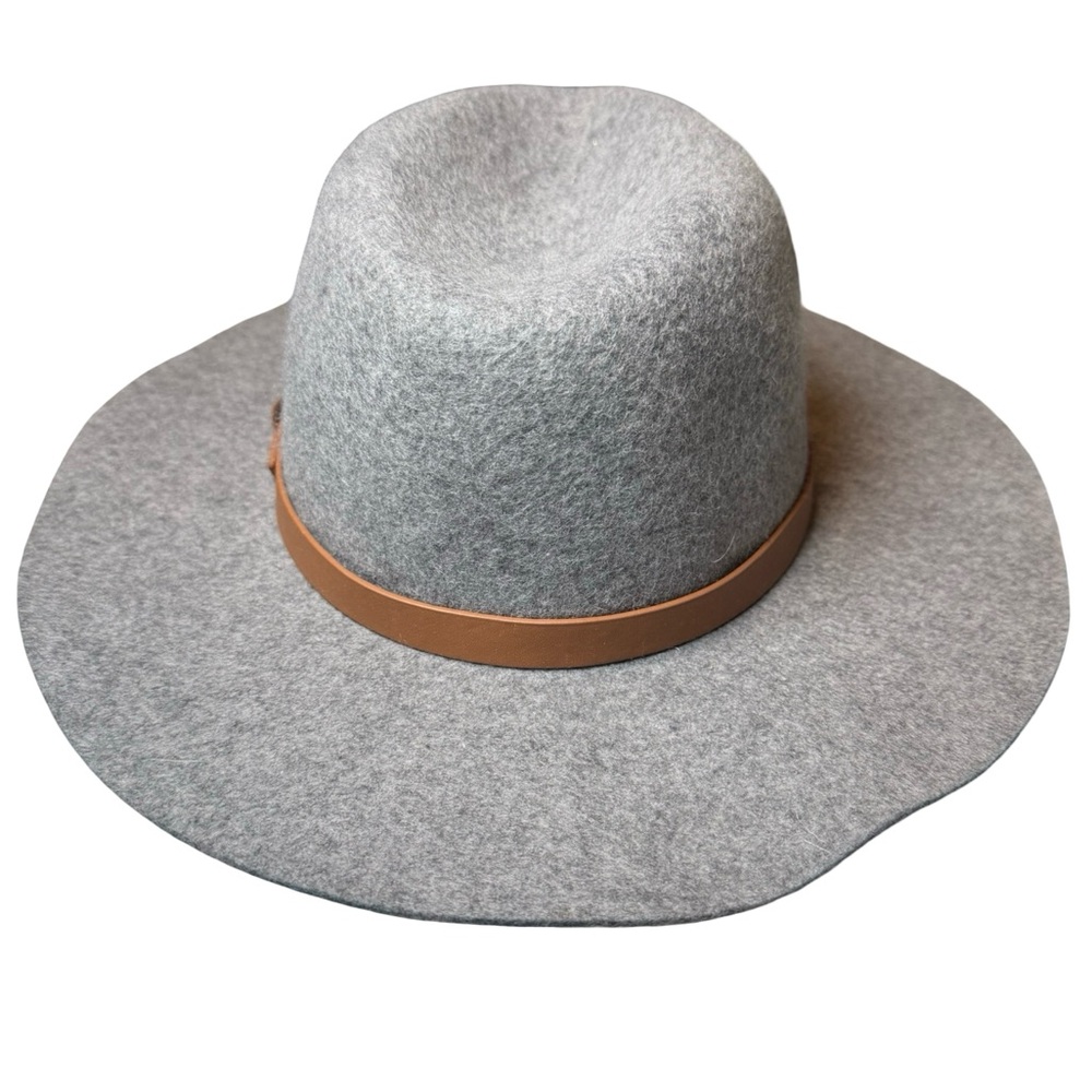 Women’s Gray Wool Wide Brim Hat w/ Faux Leather Band • XL (7 5/8) • EUC - Picture 4 of 9